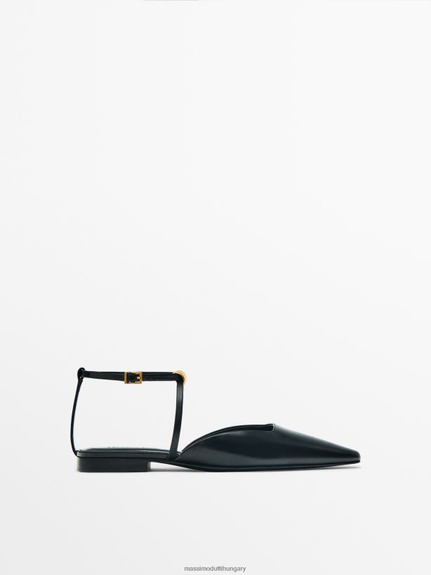 slingback balettlapok fémdarabbal fekete nők NXX8V8407 Massimo Dutti