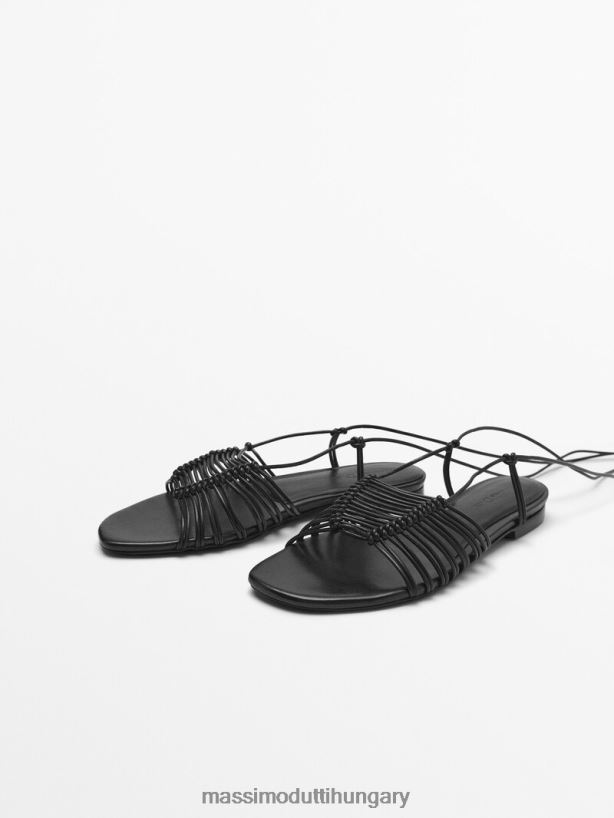 több pántos lapos szandál fekete nők NXX8V8436 Massimo Dutti