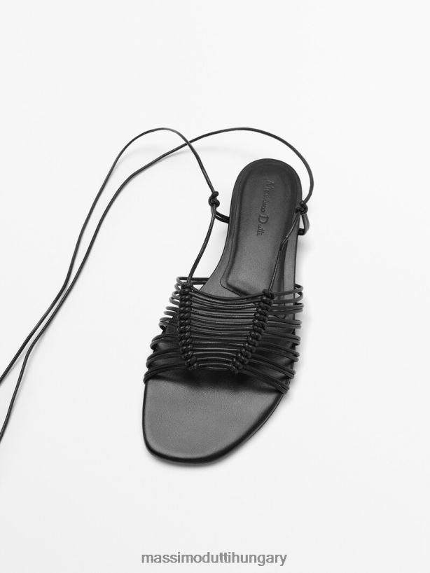 több pántos lapos szandál fekete nők NXX8V8436 Massimo Dutti