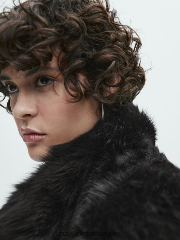 bőr mouton kabát fekete nők NXX8V8297 Massimo Dutti