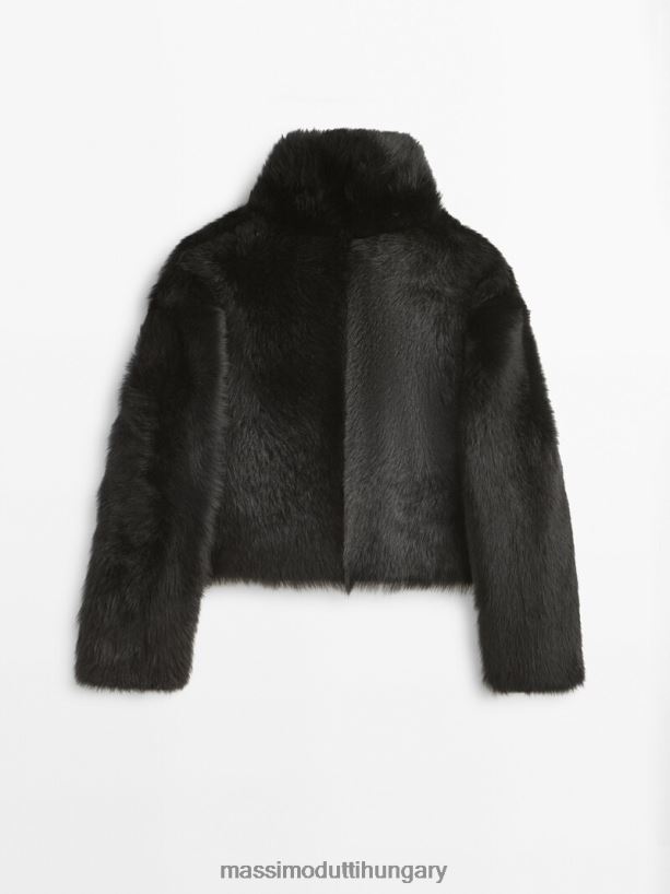bőr mouton kabát fekete nők NXX8V8297 Massimo Dutti
