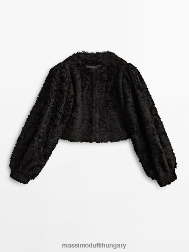 boucle texturált kabát - stúdió fekete nők NXX8V8292 Massimo Dutti