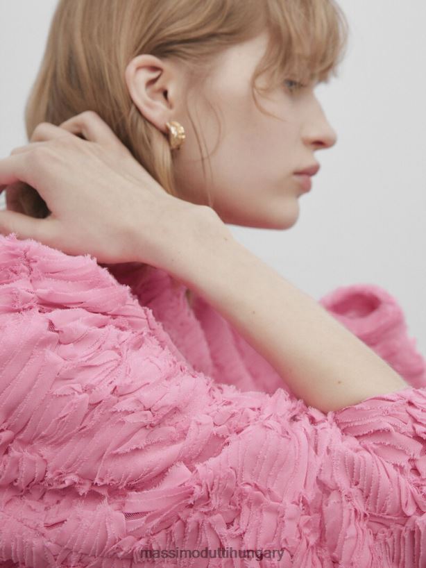 boucle texturált kabát - stúdió rózsaszín nők NXX8V8291 Massimo Dutti