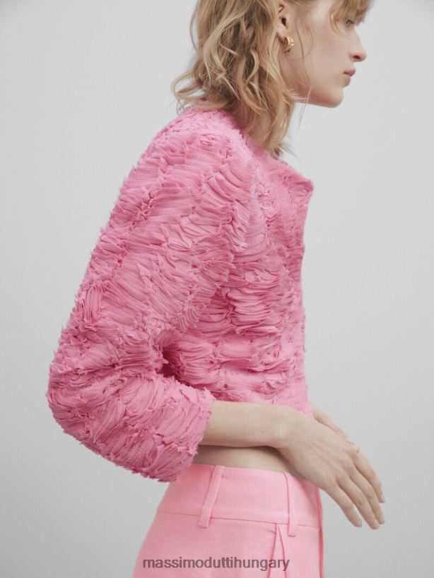 boucle texturált kabát - stúdió rózsaszín nők NXX8V8291 Massimo Dutti