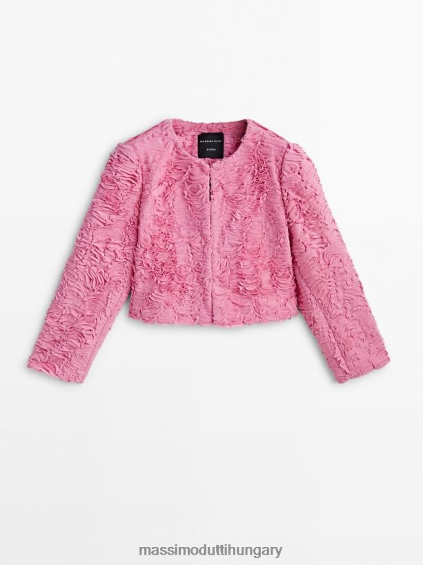 boucle texturált kabát - stúdió rózsaszín nők NXX8V8291 Massimo Dutti