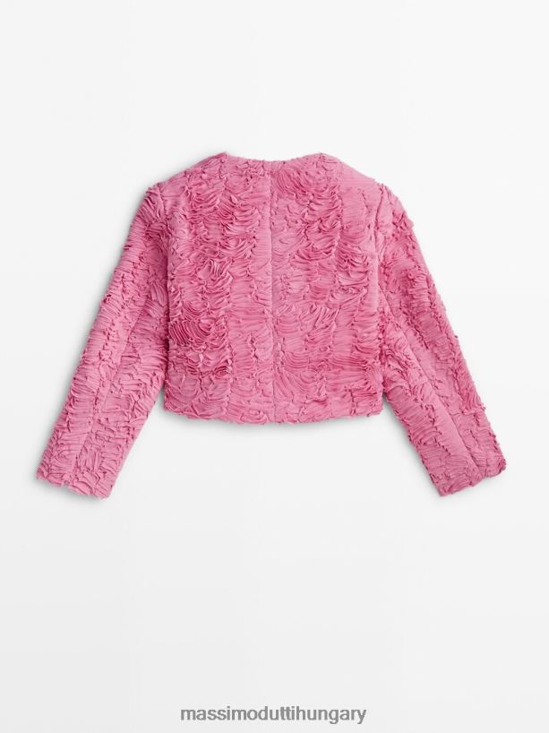 boucle texturált kabát - stúdió rózsaszín nők NXX8V8291 Massimo Dutti