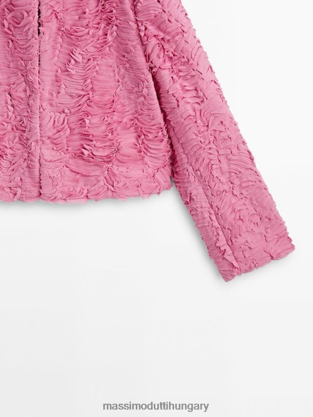 boucle texturált kabát - stúdió rózsaszín nők NXX8V8291 Massimo Dutti