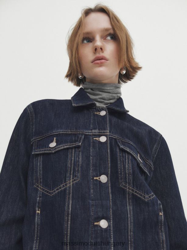 farmer kamionos kabát sötétkék nők NXX8V8278 Massimo Dutti