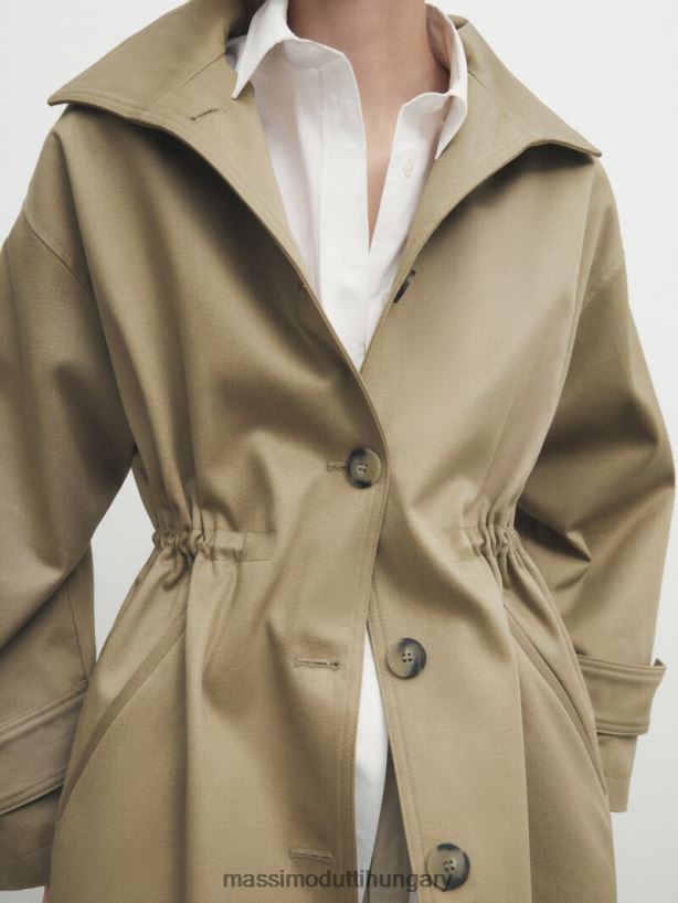 gombos parka állítható derékkal olajbogyó nők NXX8V8265 Massimo Dutti