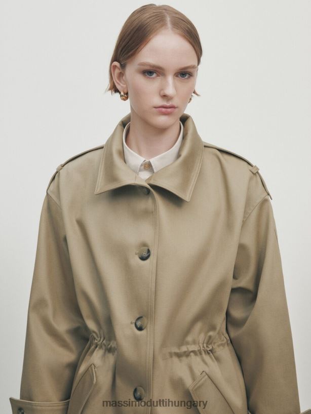 gombos parka állítható derékkal olajbogyó nők NXX8V8265 Massimo Dutti