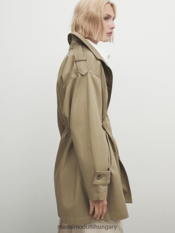 gombos parka állítható derékkal olajbogyó nők NXX8V8265 Massimo Dutti