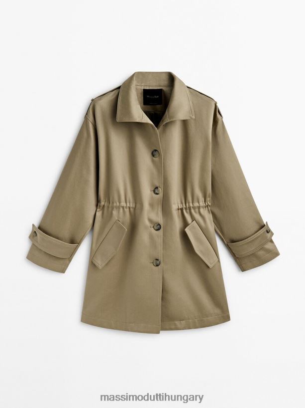 gombos parka állítható derékkal olajbogyó nők NXX8V8265 Massimo Dutti