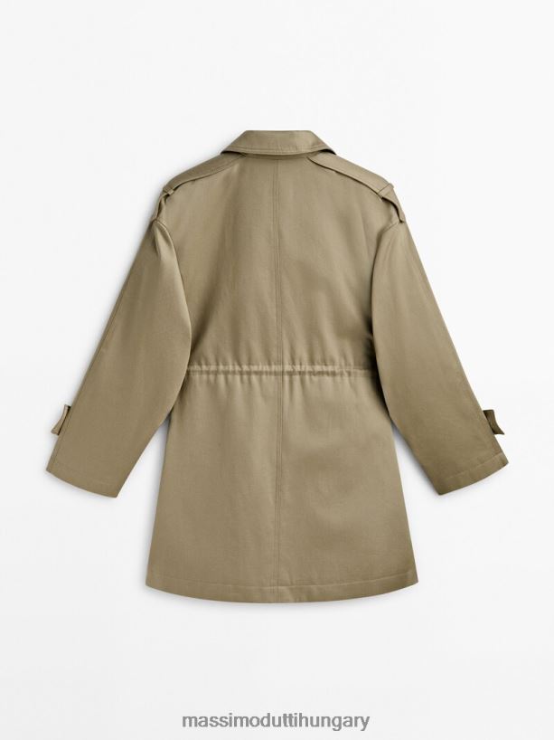 gombos parka állítható derékkal olajbogyó nők NXX8V8265 Massimo Dutti