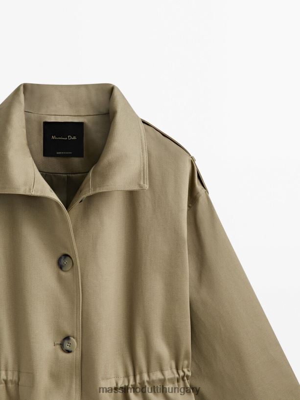gombos parka állítható derékkal olajbogyó nők NXX8V8265 Massimo Dutti