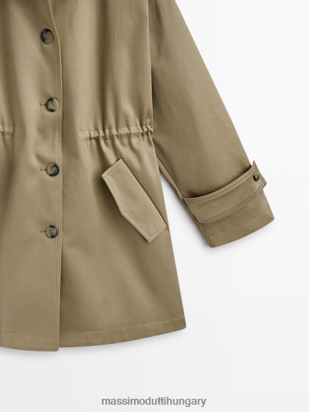 gombos parka állítható derékkal olajbogyó nők NXX8V8265 Massimo Dutti