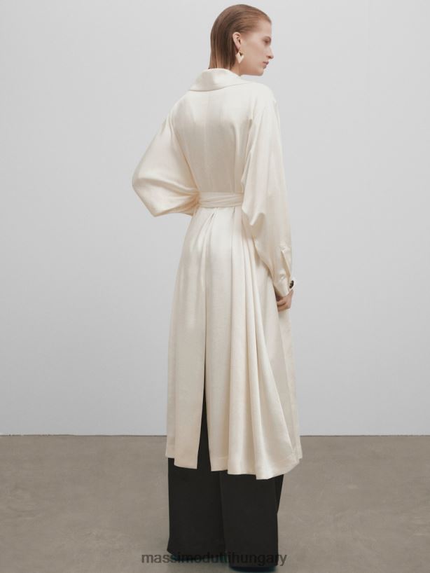 gombos szatén kabát - stúdió krém nők NXX8V8293 Massimo Dutti