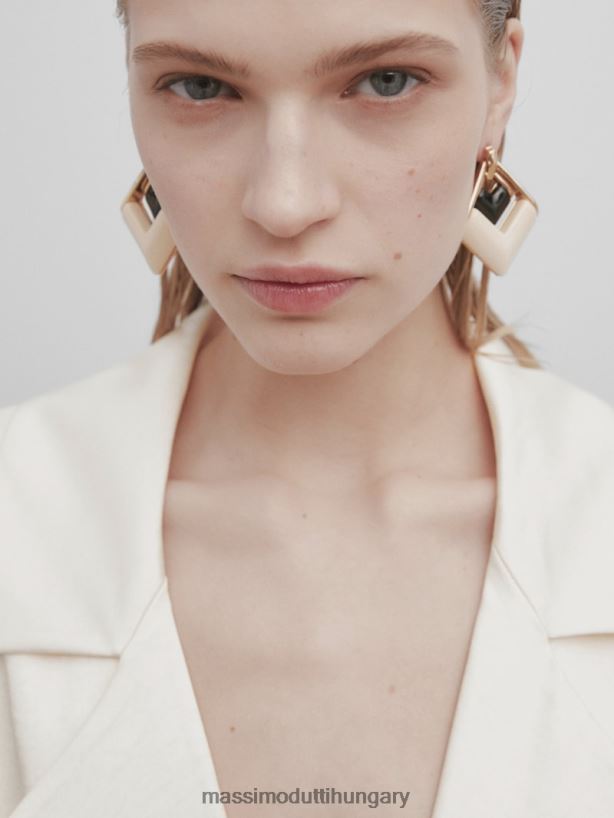 gombos szatén kabát - stúdió krém nők NXX8V8293 Massimo Dutti