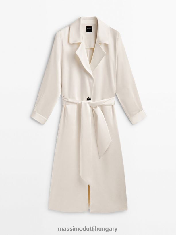 gombos szatén kabát - stúdió krém nők NXX8V8293 Massimo Dutti