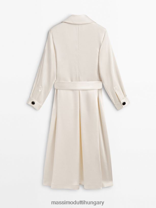 gombos szatén kabát - stúdió krém nők NXX8V8293 Massimo Dutti