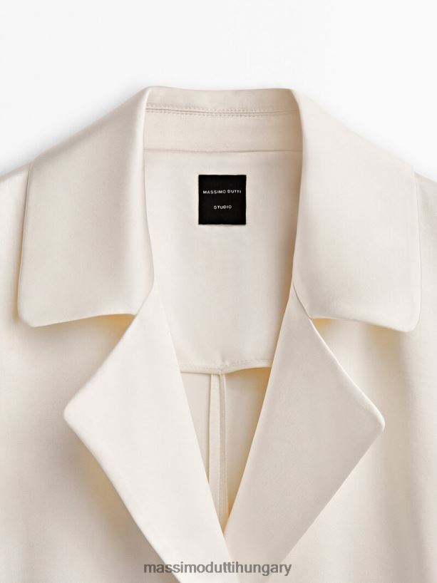 gombos szatén kabát - stúdió krém nők NXX8V8293 Massimo Dutti