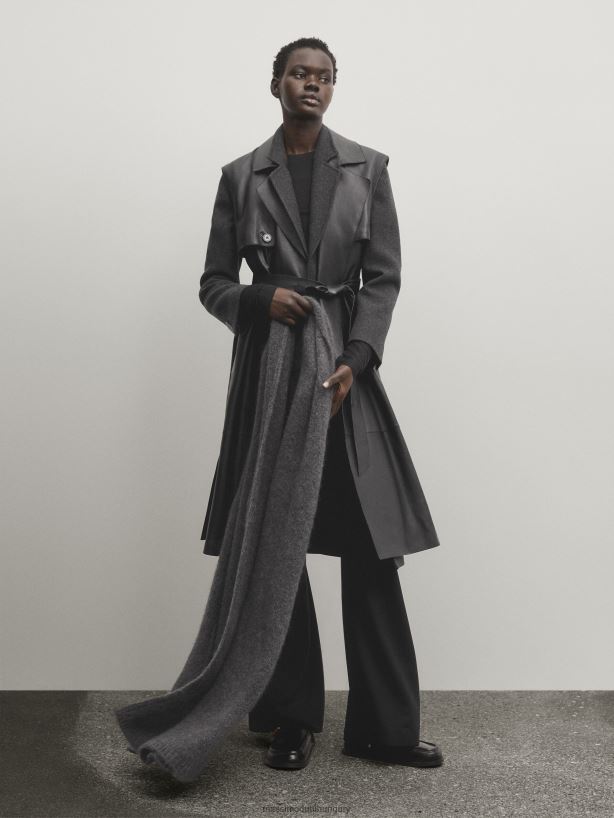 horogsoros nappa bőr mellény fekete nők NXX8V8286 Massimo Dutti