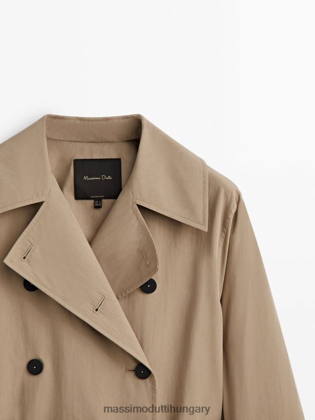 műszaki trench kabát övvel bézs nők NXX8V8275 Massimo Dutti