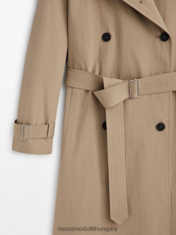 műszaki trench kabát övvel bézs nők NXX8V8275 Massimo Dutti