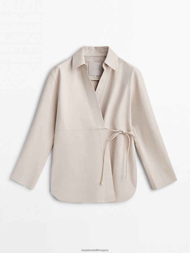 nappa bőr ing húzózsinórral fehér nők NXX8V8282 Massimo Dutti