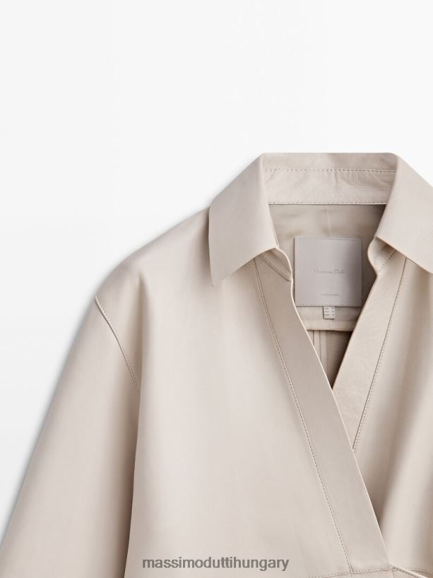 nappa bőr ing húzózsinórral fehér nők NXX8V8282 Massimo Dutti