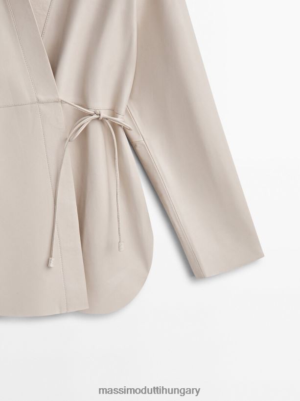 nappa bőr ing húzózsinórral fehér nők NXX8V8282 Massimo Dutti