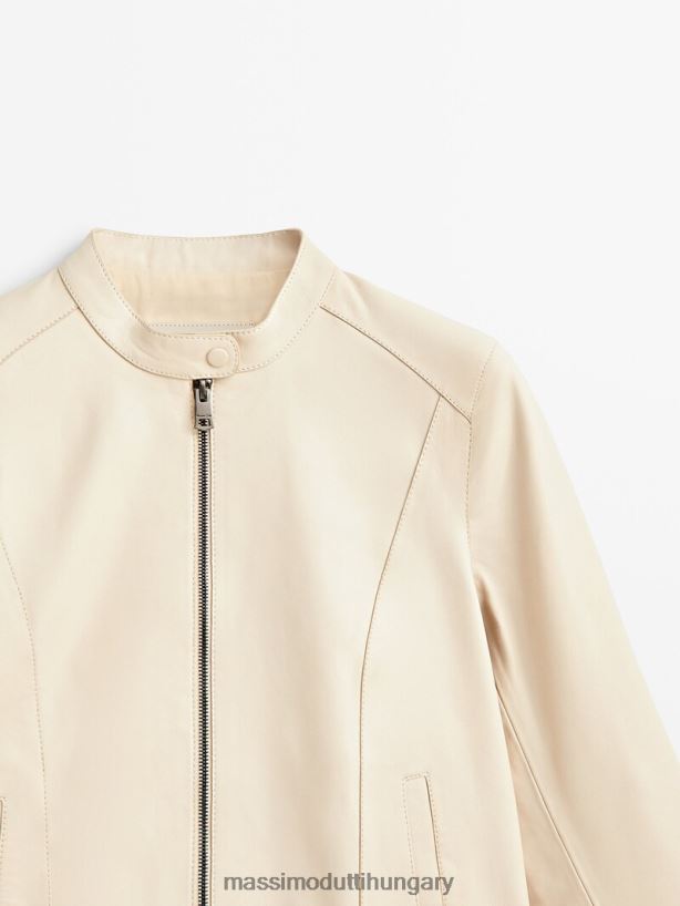 nappa bőr kabát fehér nők NXX8V8285 Massimo Dutti