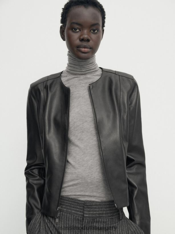 nappa bőr kabát fekete nők NXX8V8287 Massimo Dutti