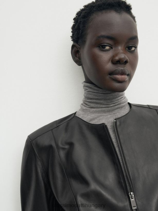 nappa bőr kabát fekete nők NXX8V8287 Massimo Dutti