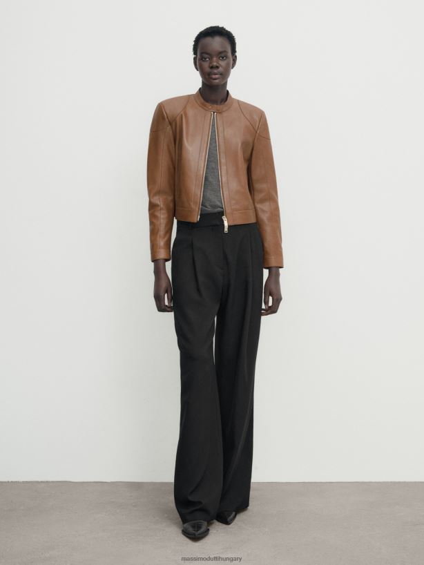 nappa bőr kabát párnázott váll Bőr nők NXX8V8288 Massimo Dutti