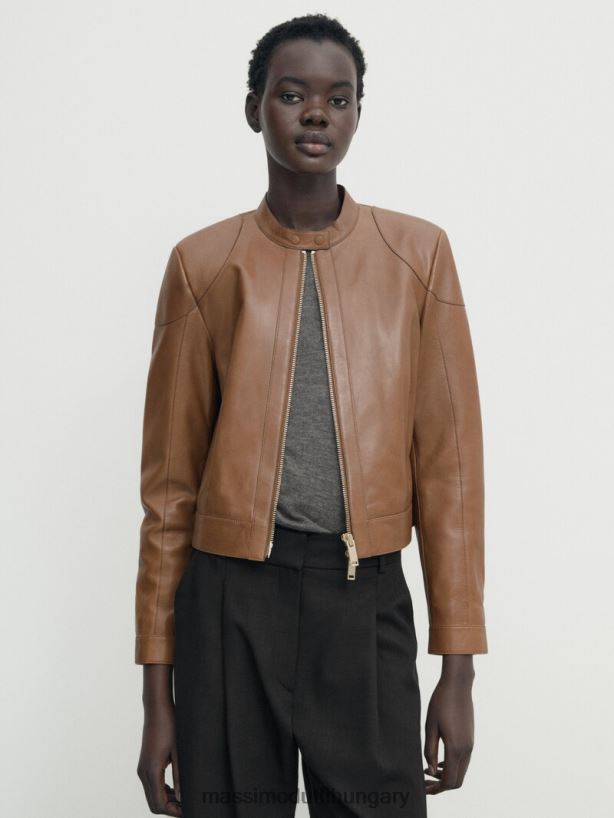 nappa bőr kabát párnázott váll Bőr nők NXX8V8288 Massimo Dutti