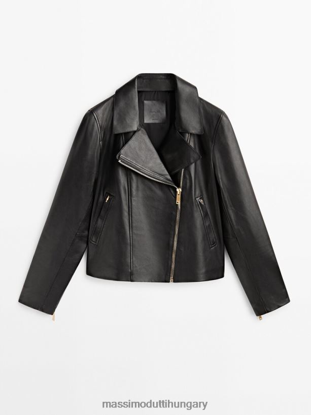 nappa bőr motoros kabát fekete nők NXX8V8284 Massimo Dutti