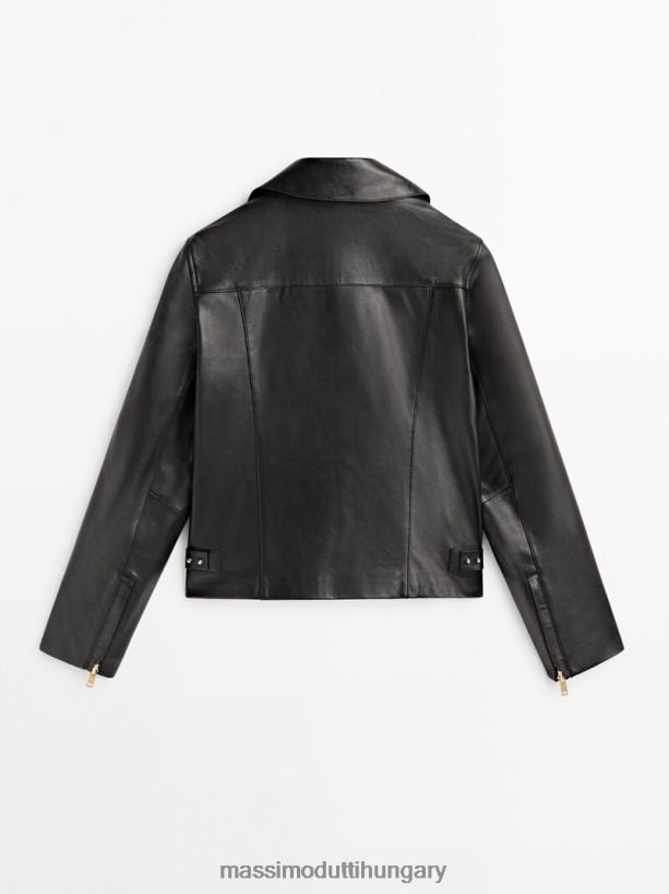 nappa bőr motoros kabát fekete nők NXX8V8284 Massimo Dutti