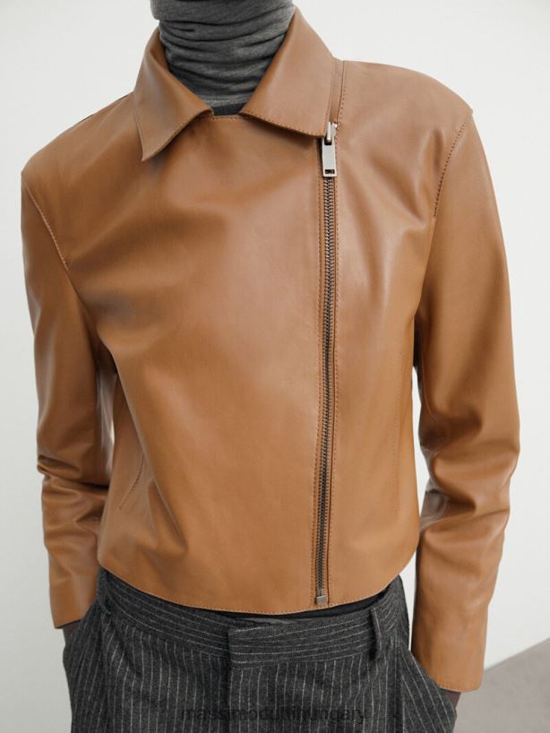 nappa bőr motoros kabát polírozott élekkel Bőr nők NXX8V8283 Massimo Dutti