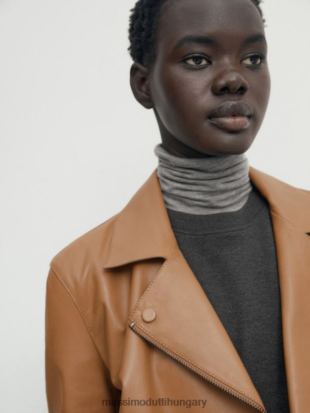 nappa bőr motoros kabát polírozott élekkel Bőr nők NXX8V8283 Massimo Dutti