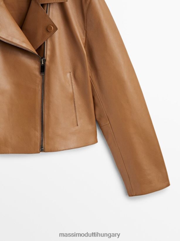 nappa bőr motoros kabát polírozott élekkel Bőr nők NXX8V8283 Massimo Dutti