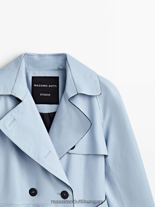 nappa bőr trench stílusú kabát övvel - stúdió égszínkék nők NXX8V8294 Massimo Dutti