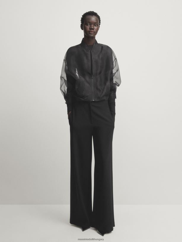 organza bomber dzseki - stúdió fekete nők NXX8V8289 Massimo Dutti