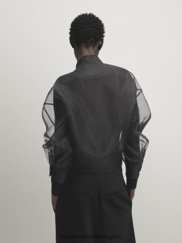 organza bomber dzseki - stúdió fekete nők NXX8V8289 Massimo Dutti