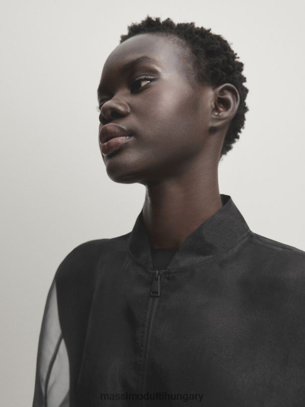 organza bomber dzseki - stúdió fekete nők NXX8V8289 Massimo Dutti