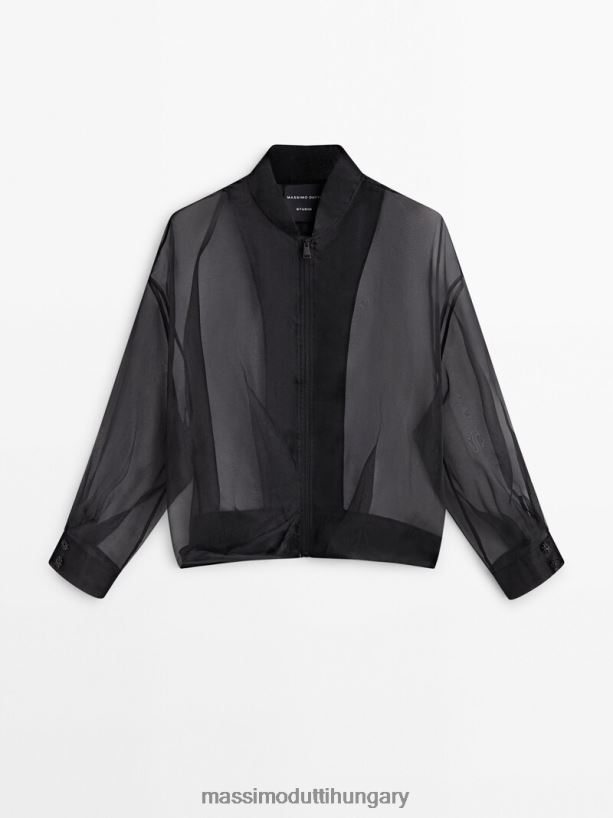organza bomber dzseki - stúdió fekete nők NXX8V8289 Massimo Dutti