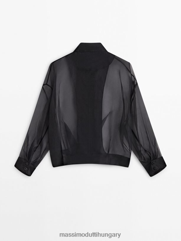 organza bomber dzseki - stúdió fekete nők NXX8V8289 Massimo Dutti