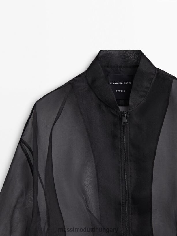 organza bomber dzseki - stúdió fekete nők NXX8V8289 Massimo Dutti