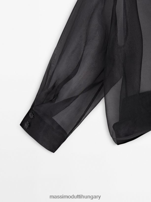 organza bomber dzseki - stúdió fekete nők NXX8V8289 Massimo Dutti