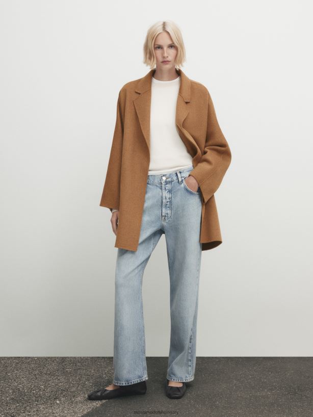 rövid köpenyes kabát övvel teve nők NXX8V8296 Massimo Dutti