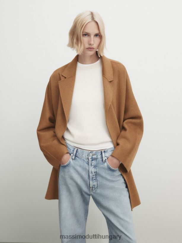 rövid köpenyes kabát övvel teve nők NXX8V8296 Massimo Dutti